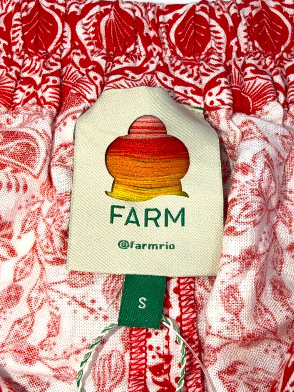 NWT Farm Rio River Ride Red Tie-Waist Linen Blend Shorts Beaded Fringe Size S - Picture 7 of 16